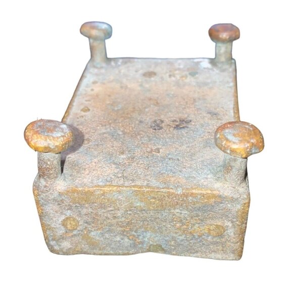 Handmade Bronze African Box-Style Statue With Musicians Cameroonian Art 4" X 2" - Picture 11 of 15